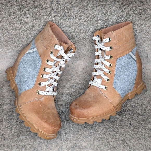 Sorel Joan Of Arctic Wedge III Lexie Ankle Boot Tan Grey Women's 10 - Picture 11 of 14